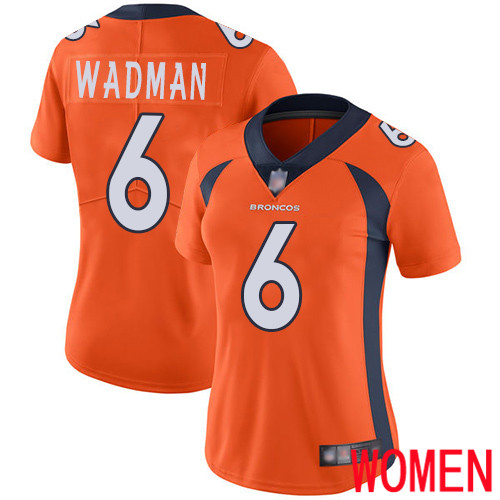 Women Denver Broncos #6 Colby Wadman Orange Team Color Vapor Untouchable Limited Player Football NFL Jersey->women nfl jersey->Women Jersey